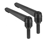 TA-VIGOR Lot de 2 poignées à levier de serrage réglables, M10 x 35 mm, bouton poussoir à cliquet à dégagement rapide, en alliage d'aluminium, boulons à goujons filetés mâles pour machines et