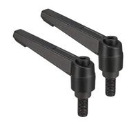 TA-VIGOR Lot de 2 poignées à levier de serrage réglables, M8 x 16 mm, bouton poussoir à cliquet à dégagement rapide, en alliage d'aluminium, boulons à goujons filetés mâles pour machines et