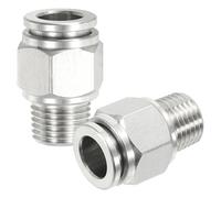 TA-VIGOR Lot de 2 raccords pneumatiques à pousser pour connecter, tube de 0,95 cm OD x 0,6 cm NPT filetage mâle droit en acier inoxydable 304 PC mâle
