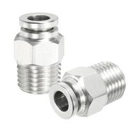 TA-VIGOR Lot de 2 raccords pneumatiques à pousser pour connecter, tube de 6,35 mm OD x filetage mâle NPT droit en acier inoxydable 304 PC mâle