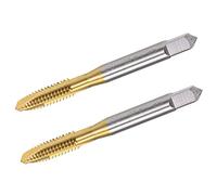 TA-VIGOR Lot de 2 tarauds filetés à pointe hélicoïdale UNC 1/4-20, filetage HSS revêtu de titane avec tolérance H2, filetage à 3 cannelures (tige ronde avec extrémité carrée)