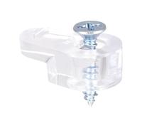 TA-VIGOR Lot de 20 clips de fixation pour verre - 20 mm x 11 mm - En plastique transparent - Avec vis - Clips de fixation pour portes et armoires - Pour panneaux de 3 à 4 mm - Pour fenêtres, étagères