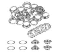 TA-VIGOR Lot de 20 œillets en laiton avec rondelles de 14 mm pour tissus, rideaux, bâches, ceintures en cuir, chaussures, sacs, bricolage, couture, travaux manuels, renforcement et décoration, argenté