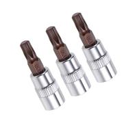 TA-VIGOR Lot de 3 douilles Torx 6,35 mm x T30 CR-V, embouts Torx en acier S2 de qualité supérieure, 48 mm de longueur pour clé à cliquet, clé dynamométrique, barre coulissante, perceuse à impact