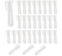 TA-VIGOR Lot de 30 crochets réglables en plastique pour rideaux - Crochets à plis pour verrouiller la porte de douche, fenêtre, rideaux - Blanc