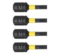 TA-VIGOR Lot de 4 embouts de tournevis à fente SL3, tige hexagonale de 6,35 mm de long, embouts hexagonaux magnétiques à tête plate en acier S2 pour assemblage de meubles, réparation à faire soi-même