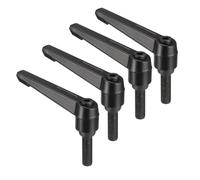 TA-VIGOR Lot de 4 poignées à levier de serrage réglables, M10 x 32 mm, bouton poussoir à cliquet à dégagement rapide, en alliage d'aluminium, boulons à goujons filetés mâles pour machines et
