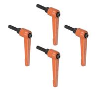 TA-VIGOR Lot de 4 poignées à levier de serrage réglables, M6 x 20 mm, bouton poussoir à cliquet à dégagement rapide, en alliage d'aluminium, boulons à goujons filetés mâles pour machines et