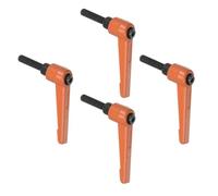 TA-VIGOR Lot de 4 poignées à levier de serrage réglables, M6 x 25 mm, bouton poussoir à cliquet à dégagement rapide, en alliage d'aluminium, boulons à goujons filetés mâles pour machines et