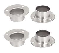 TA-VIGOR Lot de 4 supports de tringle de penderie ronds de 32 mm en acier inoxydable pour rideau de placard