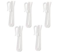 TA-VIGOR Lot de 5 crochets réglables en plastique pour rideaux - Crochets à plis pour verrouiller la porte de douche, fenêtre, rideaux - Blanc