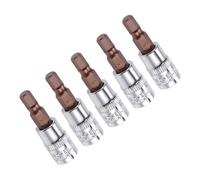 TA-VIGOR Lot de 5 douilles hexagonales, 6,35 mm x clé Allen H5 (5 mm), embouts hexagonaux en acier S2 de qualité supérieure, avec longueur de 38 mm pour clé à cliquet, clé dynamométrique, barre