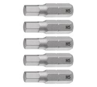TA-VIGOR Lot de 5 embouts de tournevis hexagonaux H5.0 - Tige hexagonale de 6,35 mm de long - Tête hexagonale magnétique en acier S2 pour perceuse électrique et tournevis électrique