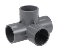 TA-VIGOR Lot de 5 raccords de tuyau en PVC de 32 mm, connecteurs d'angle coudés à 4 voies, joints de tuyau en T à angle droit pour tuyaux d'eau de jardin et systèmes d'irrigation, gris
