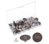 TA-VIGOR Lot de 50 épingles de rechange en métal sans couture pour jeans - 20 mm - Rallongement de taille réglable - Pinces à rivets amovibles avec boîte de rangement - Bronze rouge