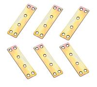 TA-VIGOR Lot de 6 plaques de fixation plates à six trous de fixation, supports droits de réparation pour connecteur en bois, doré, 80 mm x 23 mm x 1,6 mm