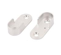 TA-VIGOR Supports d'extrémité de tige de placard ovales de 16 mm de diamètre, 2 supports de rail de garde-robe, raccords de tige de rail de suspension, support de bride de garde-robe