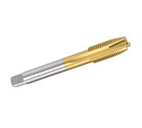 TA-VIGOR Taraud fileté à pointe spirale M10 x 1,25 mm avec tolérance H2, 3 cannelures, filetage rectifié, revêtement en titane HSS (tige ronde avec extrémité carrée)