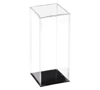 TA-VIGOR Vitrine D'Exposition en Acrylique Clair 10 x 10 x 30cm - Boîte De Présentation À Monter avec Socle Noir - Protection Anti-Poussière pour Figurines, Jouets Et Rangement Domicile Storage