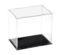 TA-VIGOR Vitrine D'Exposition en Acrylique Clair 15 x 10 x 15cm - Boîte De Présentation À Monter avec Socle Noir - Protection Anti-Poussière pour Figurines, Jouets Et Rangement Domicile