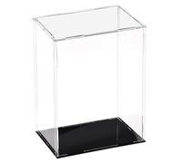 TA-VIGOR Vitrine D'Exposition en Acrylique Clair 15 x 10 x 25cm - Boîte De Présentation À Monter avec Socle Noir - Protection Anti-Poussière pour Figurines, Jouets Et Rangement Domicile Storage