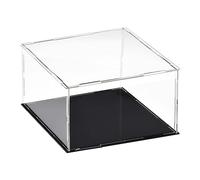 TA-VIGOR Vitrine D'Exposition en Acrylique Clair 20 x 20 x 10cm - Boîte De Présentation À Monter avec Socle Noir - Protection Anti-Poussière pour Figurines, Jouets Et Rangement Domicile Storage
