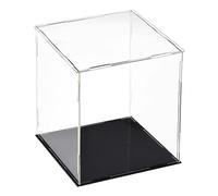 TA-VIGOR Vitrine D'Exposition en Acrylique Clair 20 x 20 x 25cm - Boîte De Présentation À Monter avec Socle Noir - Protection Anti-Poussière pour Figurines, Jouets Et Rangement Domicile Storage
