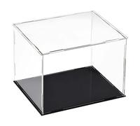 TA-VIGOR Vitrine D'Exposition en Acrylique Clair 30 x 25 x 25cm - Boîte De Présentation À Monter avec Socle Noir - Protection Anti-Poussière pour Figurines, Jouets Et Rangement Domicile Storage