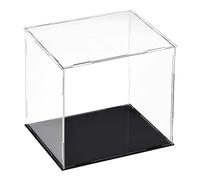 TA-VIGOR Vitrine D'Exposition en Acrylique Clair 30 x 25 x 30cm - Boîte De Présentation À Monter avec Socle Noir - Protection Anti-Poussière pour Figurines, Jouets Et Rangement Domicile Storage