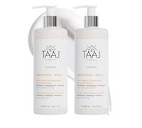 TAAJ | Lait Frais Hydratant à l'Aloé Véra - ABHYANGA | Apaise, Hydrate & Revitalise le corps | Actifs Régénérants, Adoucissants & Protecteurs | Peau Hydratée | Vegan | Lot de 2x 400 ml