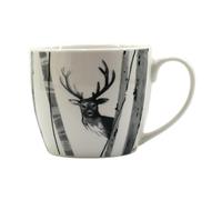 Tabac du Bassigny Mug en Grès 380ml - Design Cerf et Forêt de Bouleaux | Tasse à Café Originale, Style Nature & Chalet | Compatible Lave-Vaisselle & Micro-Ondes