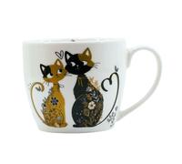 Tabac du Bassigny Mug en Grès Robbie 380ml - Design Chats Amoureux Noir et Or | Tasse à Café Originale, Style Romantique | Compatible Lave-Vaisselle & Micro-Onde