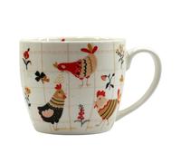 Tabac du Bassigny Mug en Grès Suzanne 380ml - Design Poules et Fleurs Champêtres | Tasse à Café Originale, Style Campagne Chic