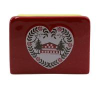Tabac du Bassigny Porte-éponge Alpin en Céramique, Motif Chalet de Montagne, Rouge, 12 x 8,5 x 4 cm