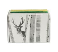 Tabac du Bassigny Porte-Éponge en Céramique Come - Cerf et Forêt de Bouleaux | Support d'Éponge Décoratif, Style Chalet & Nature