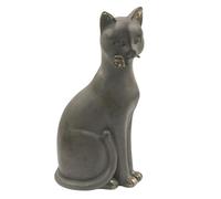 Tabac du Bassigny Statuette Chat Décorative, Gris Anthracite avec Accents Dorés, Résine, 25 cm, Style Romantique et Élégant, Décoration Intérieure