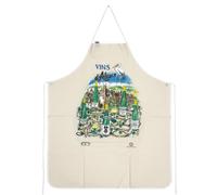 Tabac du Bassigny Tablier de Cuisine Vins d'Alsace, Beige, 100% Coton, 75 x 85 cm, Illustration Cigogne et Village