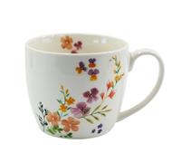 Tabac du Bassigny Tasse Clélia en Grès, Motif Floral, 380 ml, 9,7 x 8,4 cm, Blanc