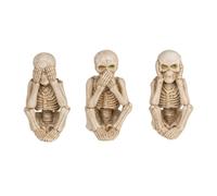 Tabac du Bassigny Trio de Squelettes Décoratifs, Statuettes Gothiques Ne Rien Voir Entendre Dire, Résine Effet Os Vieilli, 11,5 cm, Décoration Intérieure Macabre