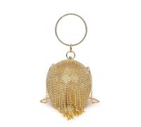 TABAGFKFNV Round Ball Tassel Women Crystal Clutch Evening Bags Bridal Wedding Party Rhinestone Purses Handbags(Gold 01)