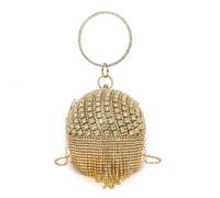 TABAGFKFNV Round Ball Tassel Women Crystal Clutch Evening Bags Bridal Wedding Party Rhinestone Purses Handbags(Gold 02)