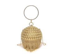 TABAGFKFNV Round Ball Tassel Women Crystal Clutch Evening Bags Bridal Wedding Party Rhinestone Purses Handbags(Gold 03)