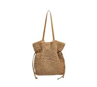 TABAGFKFNV Sac fourre-Tout en Paille de Grande capacité for Femme, Sac à bandoulière Fait Main en Raphia tissé for la Plage et l'été(Khaki)