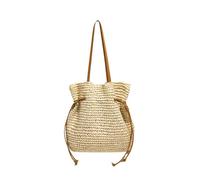 TABAGFKFNV Sac fourre-Tout en Paille de Grande capacité for Femme, Sac à bandoulière Fait Main en Raphia tissé for la Plage et l'été(Off-White)