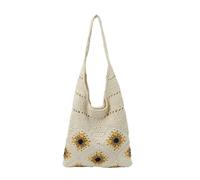 TABAGFKFNV Sac panier de fleurs en fil de coton tissé à la main, sac à bandoulière simple for vacances à la plage, fourre-tout de grande capacité for femmes(Beige)