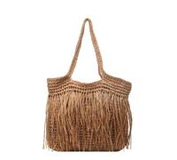 TABAGFKFNV Sacs à bandoulière tissés à pompon for femmes, décontracté, grand fourre-tout de plage d'été, bourse de shopping(Khaki)