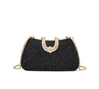 TABAGFKFNV Sparkling Small Bag Women's Versatile Chain Single Shoulder Diagonal Straddle Evening Bags(Black)