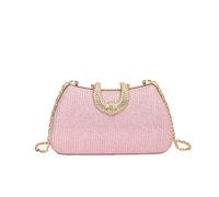 TABAGFKFNV Sparkling Small Bag Women's Versatile Chain Single Shoulder Diagonal Straddle Evening Bags(Pink)