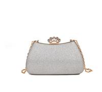 TABAGFKFNV Vintage Chain Women's Dinner Party Clutch Purse Adjustable Shoulder Strap Underarm Formal Handbag(Silver)