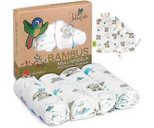 Tabalino - Fabuleuses Chiffon Bambou Langes de Gaze/Chiffons/décorés Motifs Souple - 80 x 80 cm - Pack de 4 avec Doudou Mouchoir et Emballage Cadeau (Teddy)